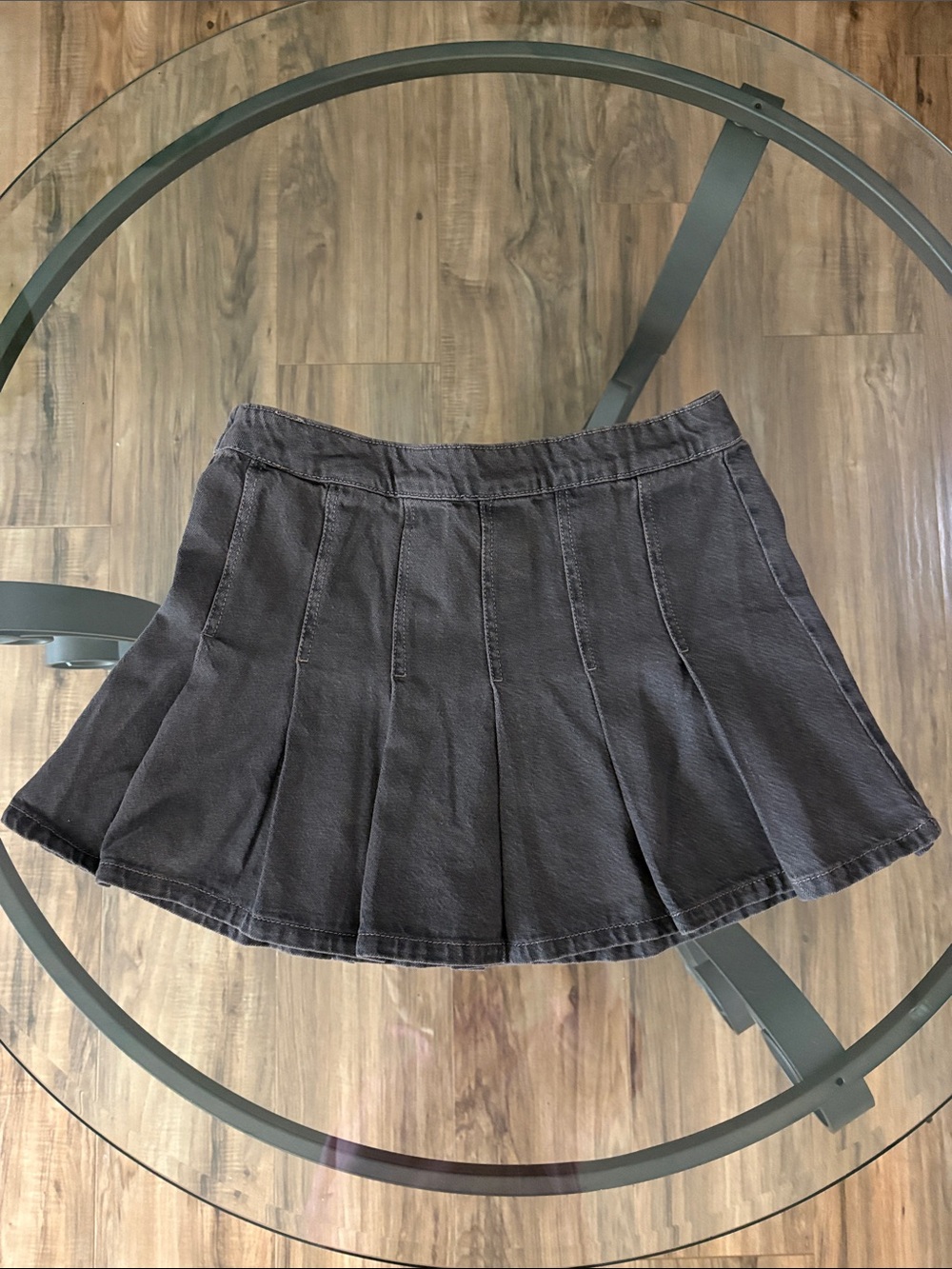 Ardene Charcoal Pleated Jean Mini Skirt